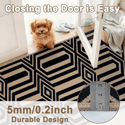 Alfombra de pasillo Capslpad de pelo bajo resistente lavable estilo yute 4