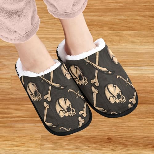 visesunny Funny Slippers for Women Men Soft Plush Warm Fuzzy Winter holiday slippers Skull Jolly Roger Abstract Pattern Cozy House Slippers Comfy Bedroom Slippers Indoor Outdoor Shoes2