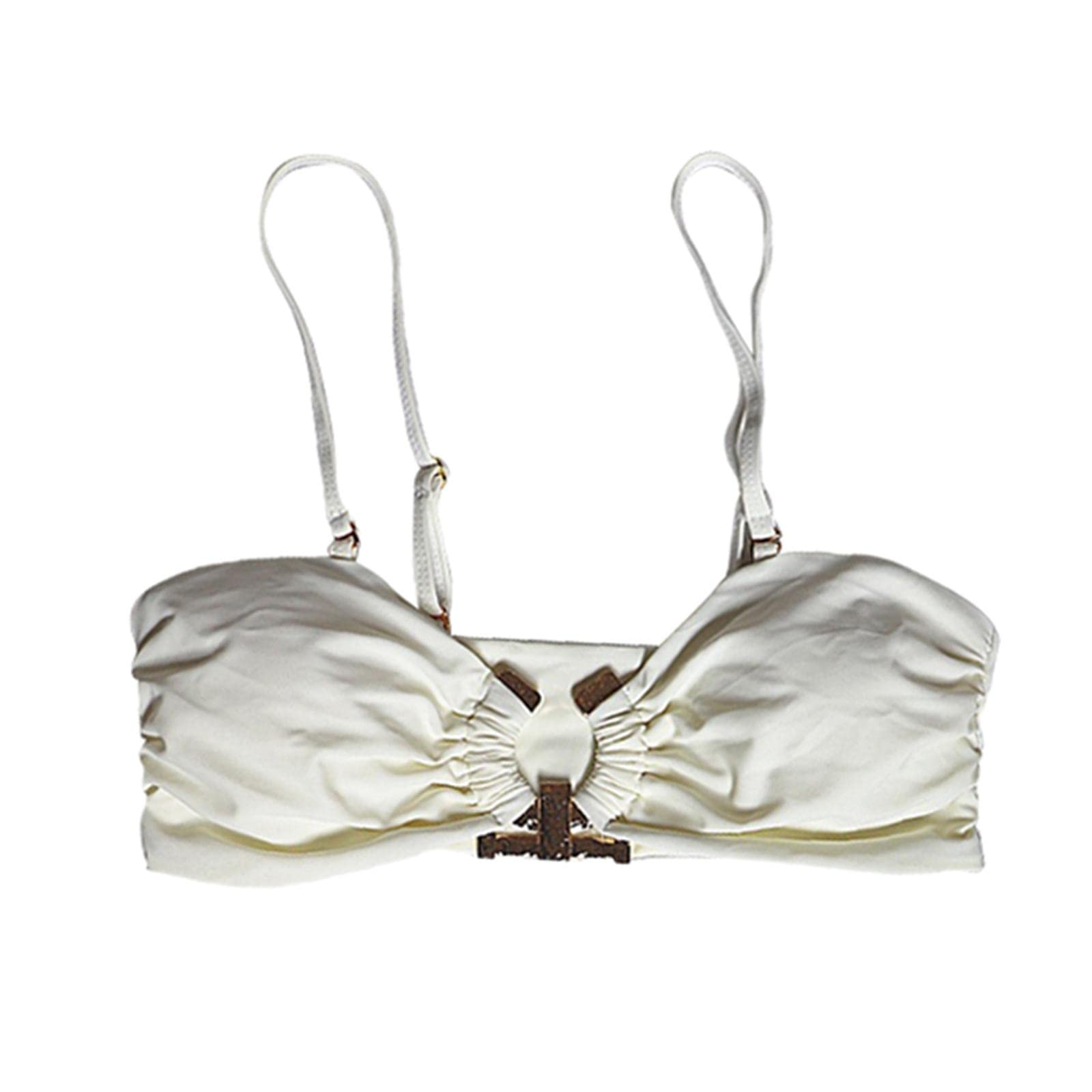 Womens Bikini Set Padded Cup Bandeau Swimwear Party Bathing Suit Beige M-image-9