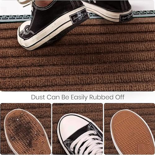 Image of Yellow Weaves 2 Pcs Door Mat for Home Entrance, Outdoor Rubber Mat - Non-Slip, Anti Skid Foot Mat, Dirt Trapper, Heavy-Duty, Weather-Resistant, Waterproof Doormat (40x60cms, Stripe,Brown Color)