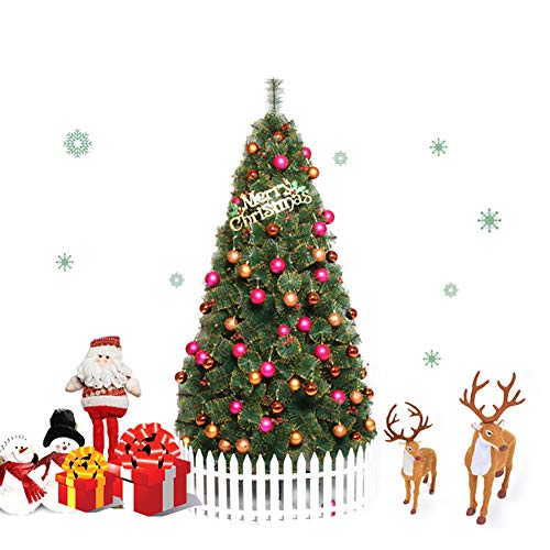 Dulplay Pre-Lit Artificial Christmas Tree Pre-Decorated Hinged Led Lights &Metal Stand Star Ornaments Optical Fiber Tree For Holiday-Green 9.8Ft(300Cm) #TOP5