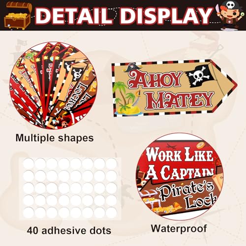 Image of Hooqict 20 Pieces Pirate Party Decorations Sign Beware of Pirates Party Directional Signs Pirate Themed Birthday Party Banner Supplies