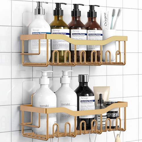 EUDELE Shower Caddy 2 Pack, Adhesive Organizer for Bathroom Storage,