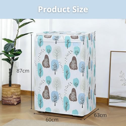 Image of Waterproof & Dust-Proof Washing Machine Cover,Top Load Washing Machine Cover for Lg,Samsung,Godrej, Whirlpool,6Kg,6.5Kg,7Kg & 7.5Kg,Colorful Trees (60 x 63 x 87 cms)