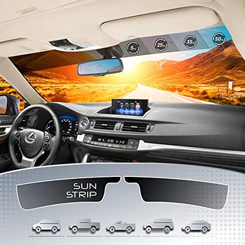ZUBER Sun Strip Car Window Tint - Professional Carbon Ceramic Windscreen Sun Strip - Precut Window Tint for Cars Trucks, SUV, Van, Blocks UV - Sun Protection Film 5%, 25%, 35%, and 50% Tint