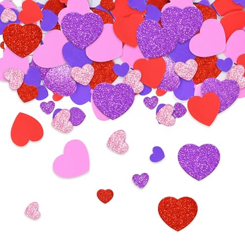 Gift Boutique Foam Heart Stickers 360 Pack Glitter & Matte Self Adhesive EVA Shapes Red Pink White Purple for Scrapbooks Crafts Cards Decor