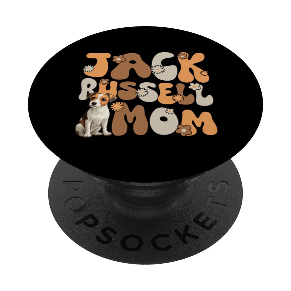 Jack Russell Terrier Groovy World's Best Jack Russell Mom PopSockets Swappable PopGrip, Black