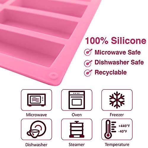 2 Pcs Granola Bar Pan Silicone Mold 8 Cavity Large Rectangle Nutrition/Cereal Bar Molds Energy Bar for Caramel Bread Loaf Muffin Brownie Cornbread Cheesecake Pudding Soap Butter Mould - Thumbnail 2