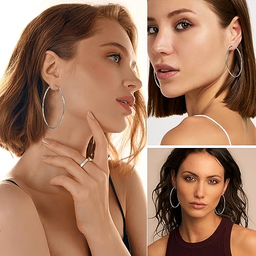 2MM Thin Gold Hoop Earrings Sterling Silver Post Hoop Earrings For Women Diamond-Cut Gold Hoops Earrings 14K Gold Plated Hoops Earrings Lightweight Hypoallergenic Oversize Gold Earrings For Women4