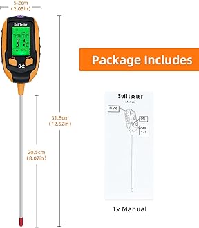 Mcbazel Soil Meter, 5-in-1 Digital Plant Soil Moisture Meter with PH/Temperature/Moisture/Light/Environment Humidity for Gardening, Lawn, Farming and Outdoor Plants -S2