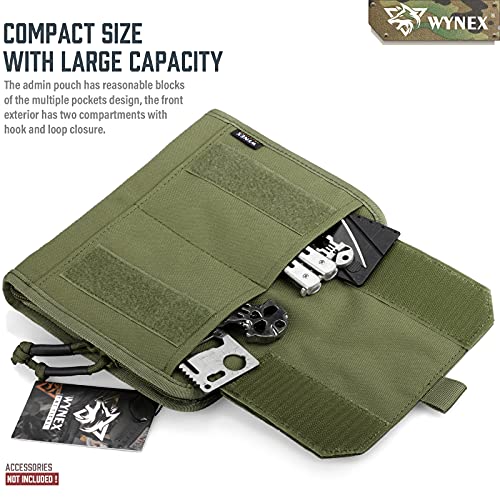 Wynex Tactical Folding Admin Pouch, Molle Tool Bag Of Laser-Cut Design, Utility Organizer Edc Medical Bag Modular Pouches Tactical Attachment Waist Pouch Include U.s Patch Army Green #TOP4