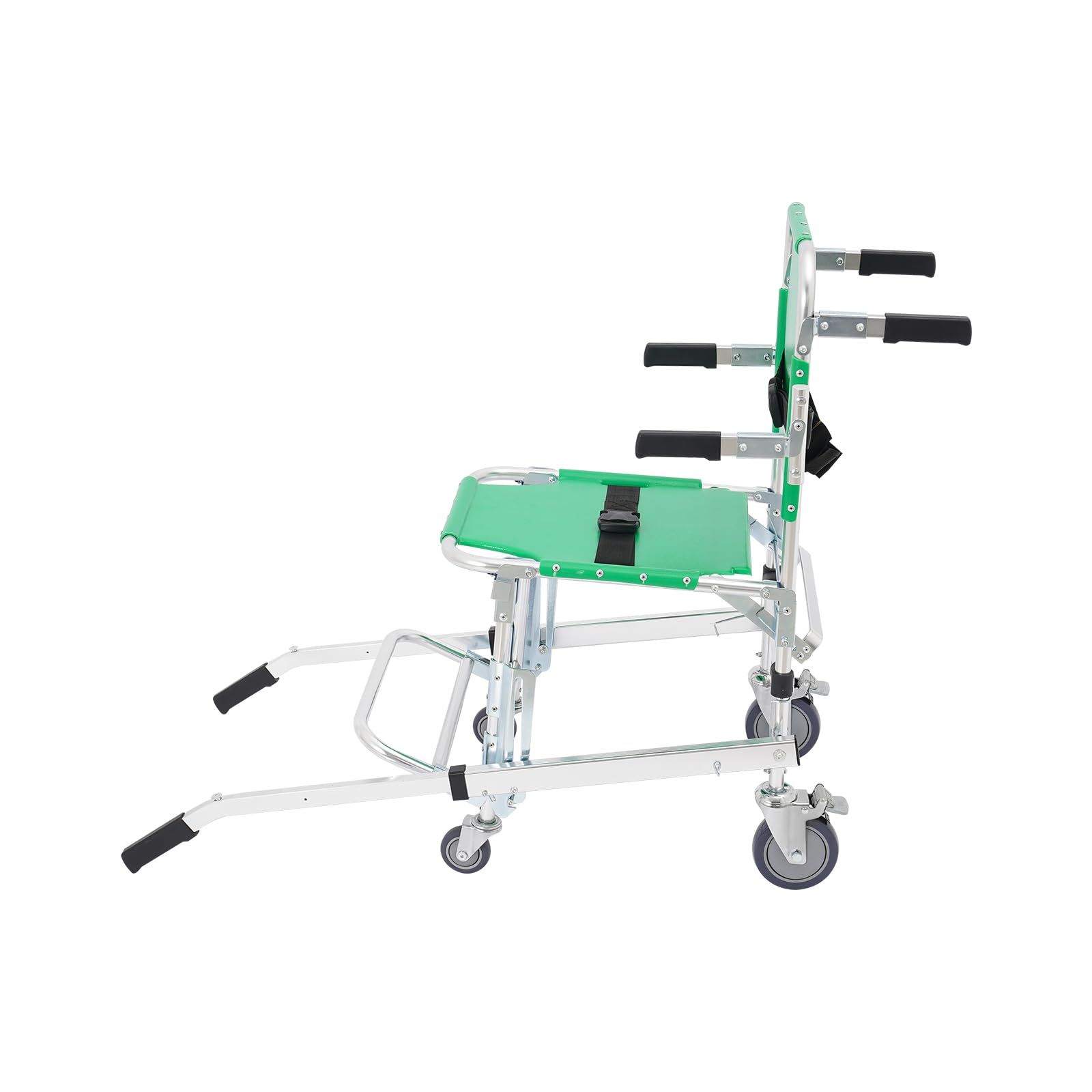 Silla plegable para escaleras con 4 ruedas, elevación manual, 159 kg, capacidad de carga, silla de evacuación para bomberos, silla de ruedas de emergencia de aleación de aluminio para personas mayores