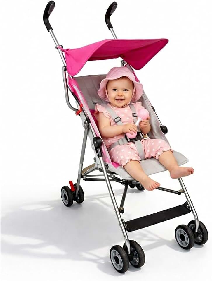 Carrinho de Bebê Passeio Tipo Guarda Chuva Viagem Compacto Turim - Baby Style (Rosa)