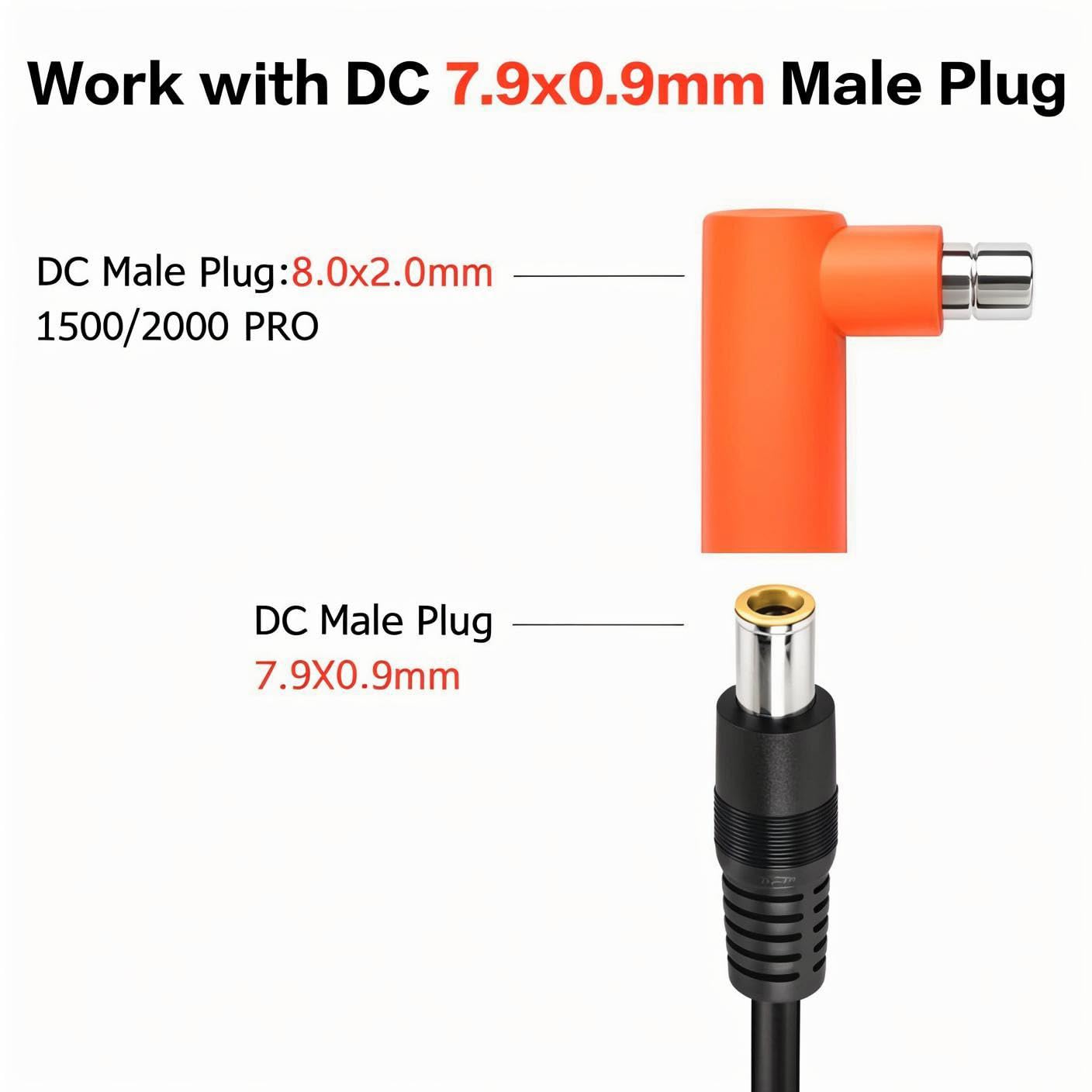 YACSEJAO DC 7909 na DC 8020 adapter w kształcie litery L, kąt 90 stopni, kąt prosty DC7909 do DC8020, złącze wtykowe do panelu słonecznego, RV Portable Power Station kompatybilny