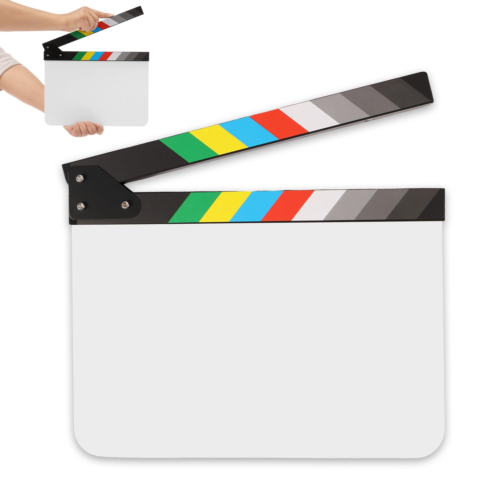 Bobash White Blank Acrylic Plastic Clapboard Movie Directors Clapboard Decorative Film Clapper Board For Film Slate Cut Action Scene Blank Clapper For Filming Movies Tv Series(White Blank)