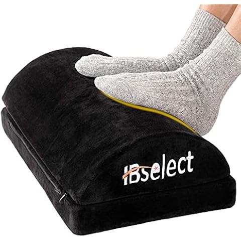 HBselect Füßauflage aus druckausgleichendem Memory Foam und Flannell Fußkissen Fußstütze Fußablage Ergonomisches Fußstützenkissen mit Antrutschbeschichtung 43 x 29 x 10 (+6) cm Cover