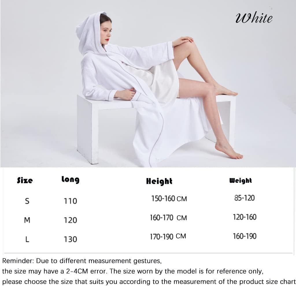 レディース 吸水 ルームウェア ワッフル生地【綿100%】，レディース ワッフル フード付きバスローブ、スパ ローブ コットン、軽量