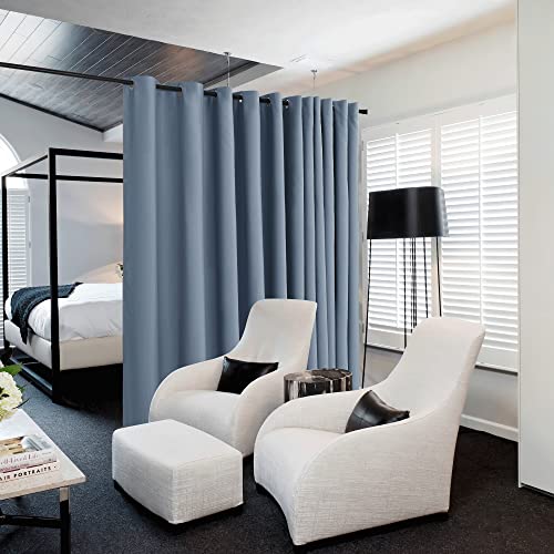 Image of NICETOWN Closet Door Heavy Curtain, Room Dividers Shade Screens Partitions, Extra Large Grommet Space Partition Blackout Curtain, Screen Dividers for Rooms (1 Pack, 20ft Wide x 9ft Long, Stone Blue)