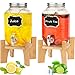 Hisredsun 2 x 4L Getränkespender mit Ständer, Getränkespender Glas mit Zapfhahn, Glas-Wasser-Saft-Spender mit Hahn, Wasserkrug mit Hahn Perfekt für Partys/Hochzeiten/Geburtstage