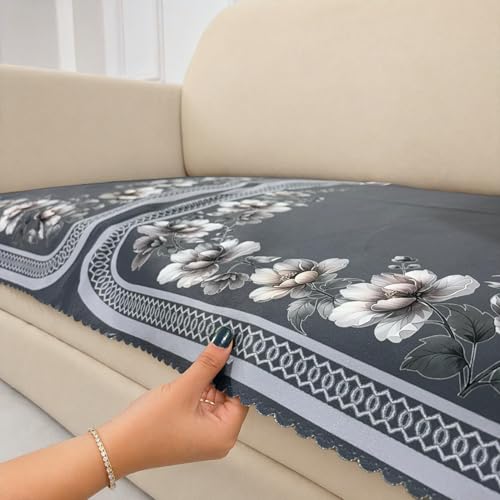 Image of Homerz Premium 'Luxe Series' Holland Velvet Sofa Cover | Smooth Finish | Anti-Skid Fleece Backing | Soft Touch Couch Protector for Living Room (Grey, 2 Seater, Only Seat Cover)