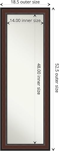 Miniatura 4 de Amanti Art Espejo de puerta no biselado (52.5 x 18.5 pulgadas), marco de nogal Harvard, espejo de longitud completa, espejo de pared, color marrón