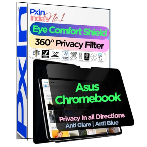 Image of PxIn Tablet Privacy Screen Guard compatible with Asus Chromebook Detachable | No.1 | Anti Glare | Anti Blue Light | Anti UV | 4 Way Privacy Filter | 360 Privacy | Eye Protect