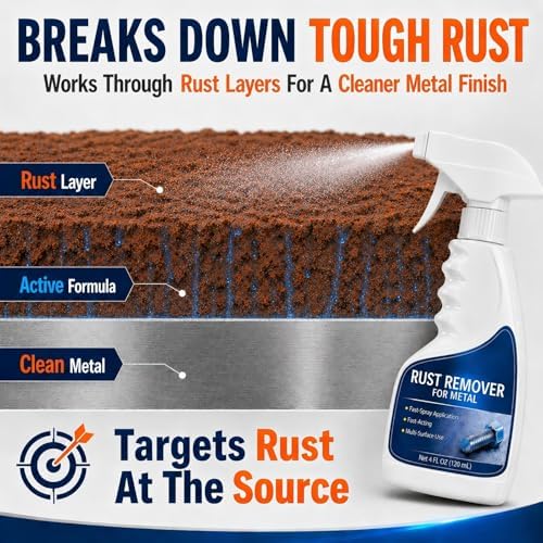 QUMFIXPU Rust Remover Spray for Metal, Highly Concentrated Metal Rust Remover for Car Parts, Tools, Cast Iron & Stainless Steel, Fast-Acting Rust Stain Remover, Spray-On Cleaner (1 Pcs) - 4