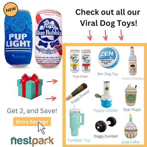 Nestpark-Pup-Light-and-Pups-Blue-Rubbin-Beer-Dog-Toys-Funny-Dog-Toys-Plush-Squeaky-Cute-Dog-Gifts-for-Dog-Birthday-Cool-Stuffed-Parody-Dog-Toys-2-Pack-Mix