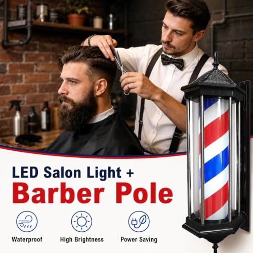 Letrero LED para peluquería de 85 cm con poste giratorio de pared 7