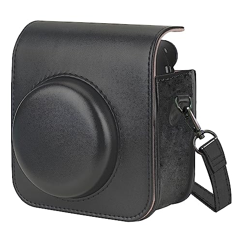 HIUOUIH Housse pour Instax Mini 12 Pochette Appareil Photo Instantané Fujifilm Case Camera Sac de Voyage avec Bandoulière, Noir