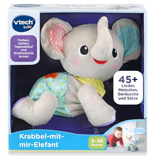 VTech Krabbel-mit-Mir-Elefant - Interaktives Krabbelhilfe Plüschtier