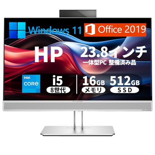 yςݕiž^PC HP EliteOne 800G4/23.8^tHD/IPSpl/Win 11/MS Office 2019/8Corei5-8500/ 16GB/SSD 512GB/WIFI/TYPE-CΉ/~J/