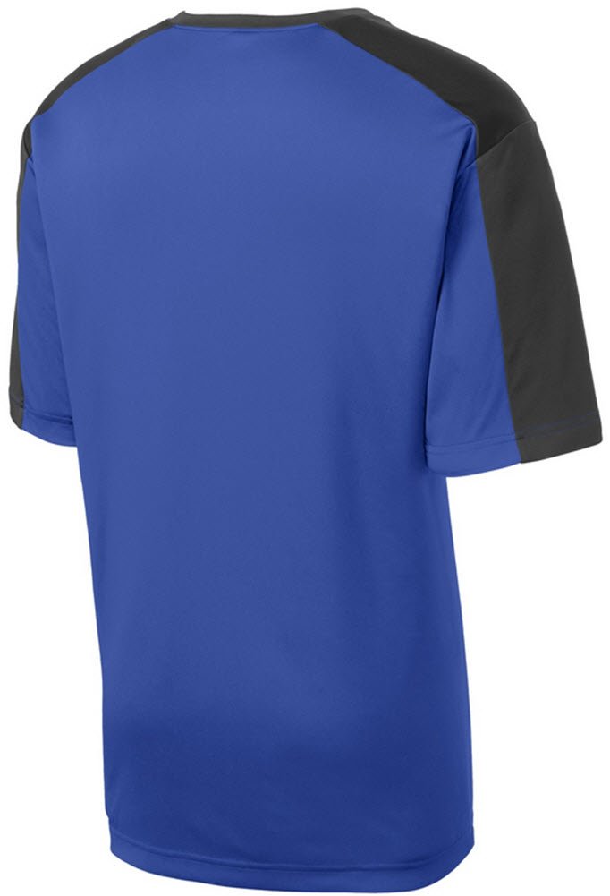 Dri-Equip Contrast Sleeve Moisture Wicking Athletic T-Shirt-XS-Royal/Black
