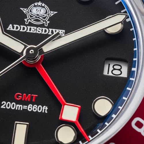 Image of ADDIESDIVE GMT Watches for Men Dive Water-Resistance Luminous Analog GMT Quartz Watch
