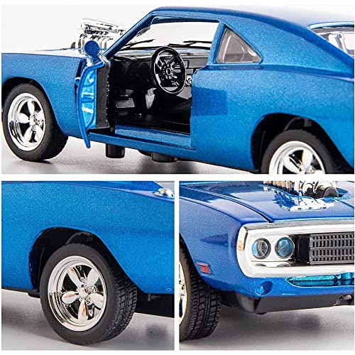 Image of DEOXY 1 /32 Fast Furious Dodge Charger Toy Car Scale Model Alloy Diecast Sound Light Retreat Model Car Toys for Boys Gifts Collection (Black)