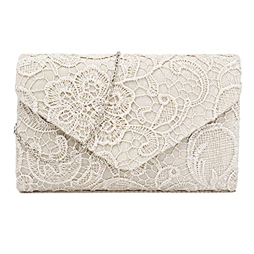 NANDEYIBI Lace Envelope Clutch Womens Floral Lace Envelope Clutch Purses Elegant Handbags For Parties and Wedding Occasions(22cm*13cm*5cm Almond)