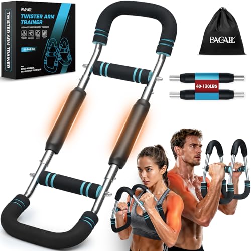 BAGAIL Twister Arm Trainer, 5-Level Resistance (40-130 lbs) for Chest & Arm Workout, Home Gym Strength Training Equipment with Ergonomic Grips & Carry Bag for Men and Women