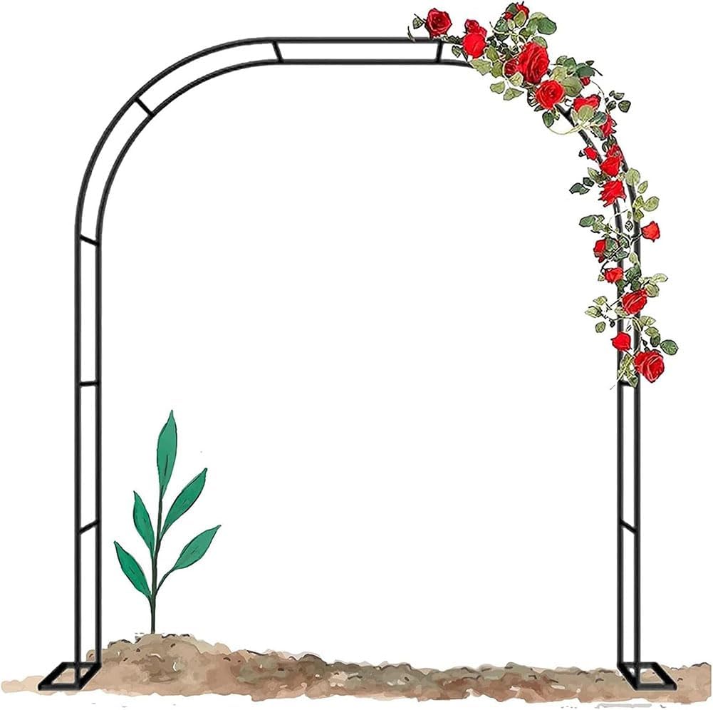 Black Steel Garden Arbor Wedding Arch Metal Arbour Pergola Tubular Frame Trellis Archway for Climbing Plant Roses Vines 180Cm 140Cm Wide,White,W3.5M*H2.2M