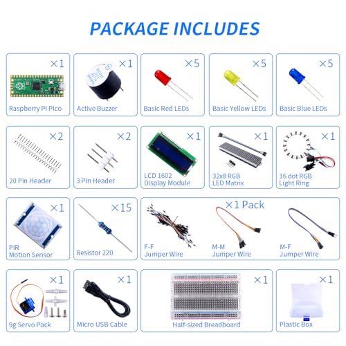 GeeekPi Basic Starter Kit for Raspberry Pi Pico, with Breadboard, I2C 1602 LCD Display Module, 9g Mirco Servo for Raspberry Pi Beginners & Software Engineer - Image 3