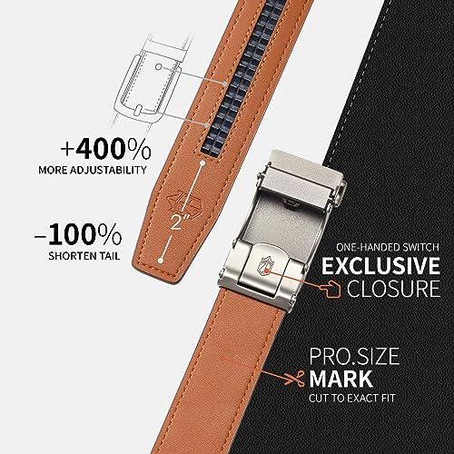 Image of Zitahli Leather Ratchet Belt for Men - 2 Pack Mens belt,Customizable Fit