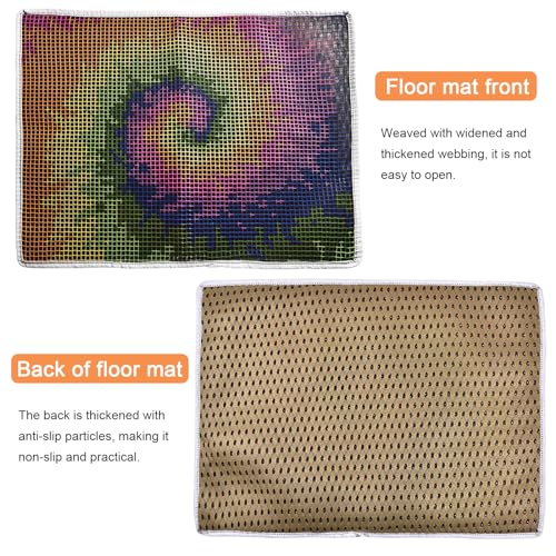 Image of kingsea Latch Hook Kits DIY Crochet Needlework Crafts Color Printed Rug Cover Cushion Carpet, Latch Hook Kits for Adults Teen Home Decoration, Rainbow Roll - 20 inchX 15 inch