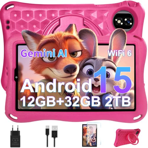 Tablette Enfants 9 Pouces Android 15 GMS,12Go RAM + 32Go ROM(TF 1 To), Octa-Core, Gemini AI Tablette Tactile, 5G WiFi 6, Widevine L1, 5000mAh,BT 5.0,Contrôle...