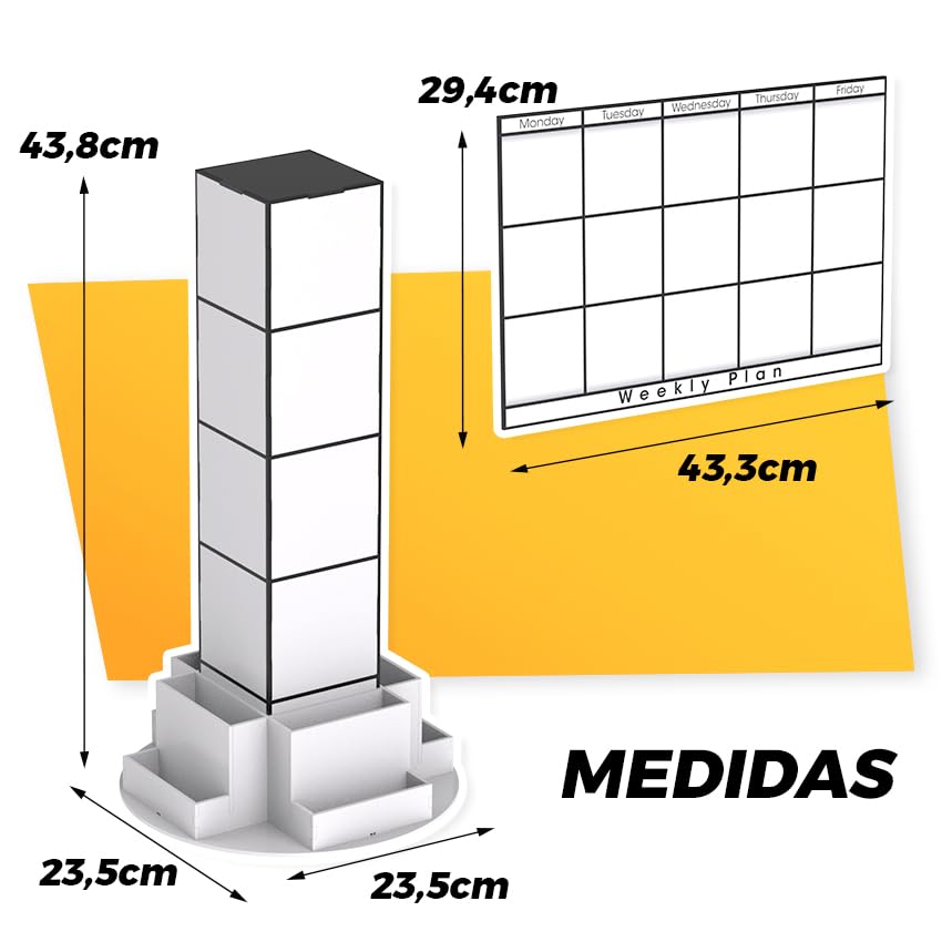 Planificador Semanal con TORRE y PIZARRA - Organizador Semanal, Calendario de Estudio - Ahorra Espacio