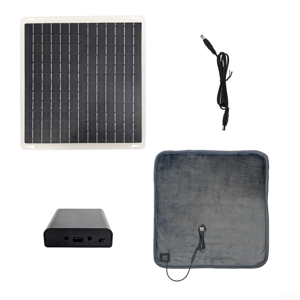 para manta Solar 10W con 3 Niveles de Calor, Térmica para portátil para Sillas y Mascotas, Calentamiento para rápido en para 3s, para ideal para Camping y Hogar, 43x43cm
