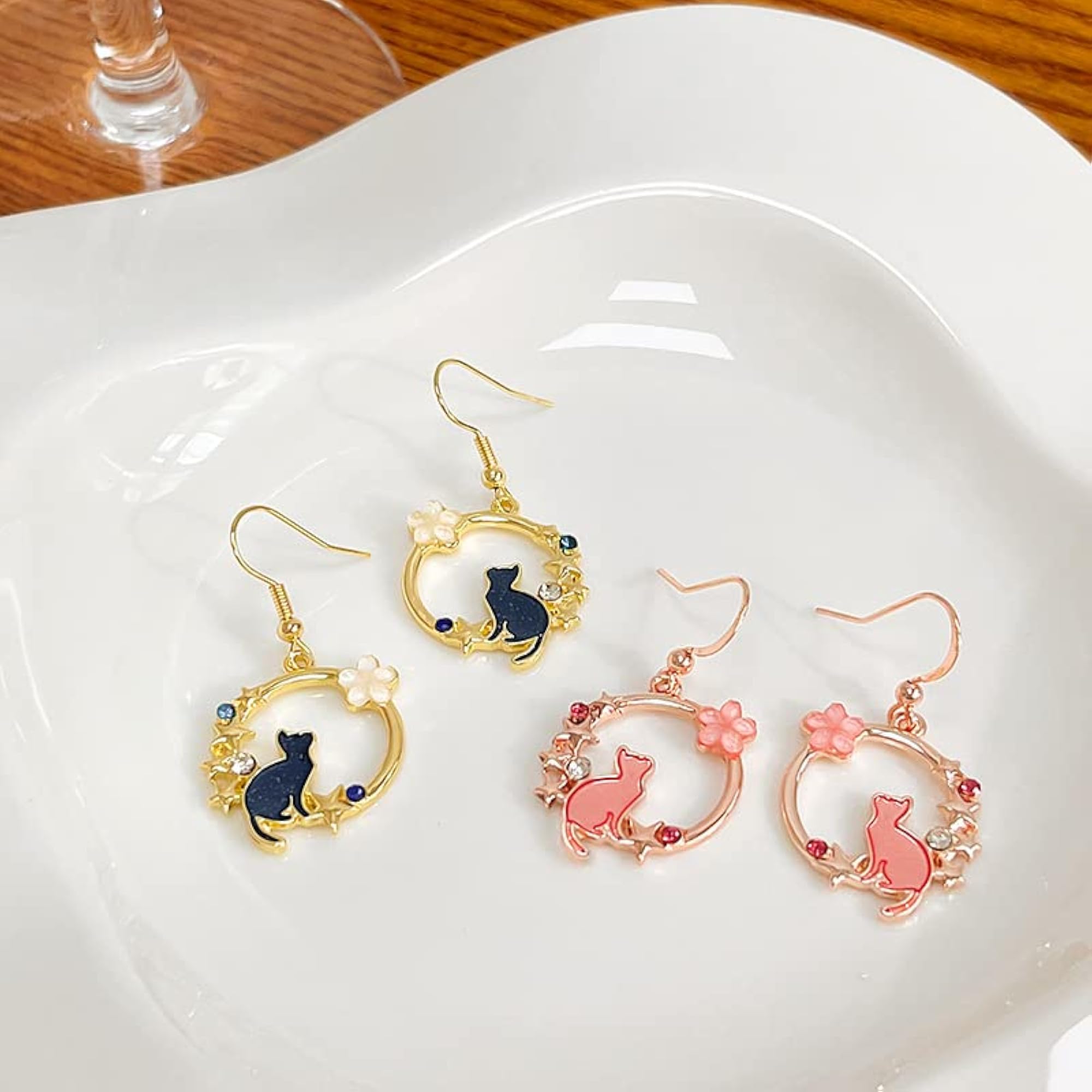 Cat Statement Acrylic Star Dangle Earrings