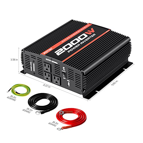 POTEK 2000W Power Inverter 3 AC Outlets 12V DC to 110V AC Car Inverter with 2A USB Port - Thumbnail 2