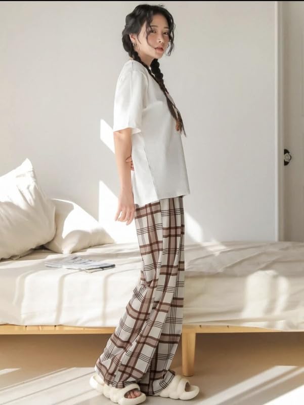 Image of KSHS Printed Round Neck Short Sleeve Nightsuit Set | Pajama Set | Casual Night Dress for Women