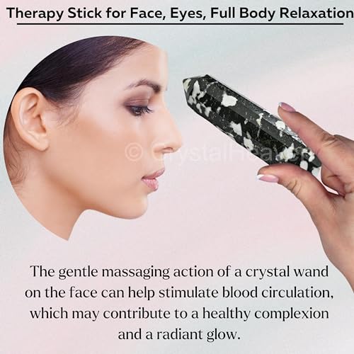 Image of Black and White Tourmaline Crystal Wand - Pointed Crystal Wand for Energy Healing, Chakra Balancing, Meditation and Home Decor - Crystals and Healing Stones for Gift
