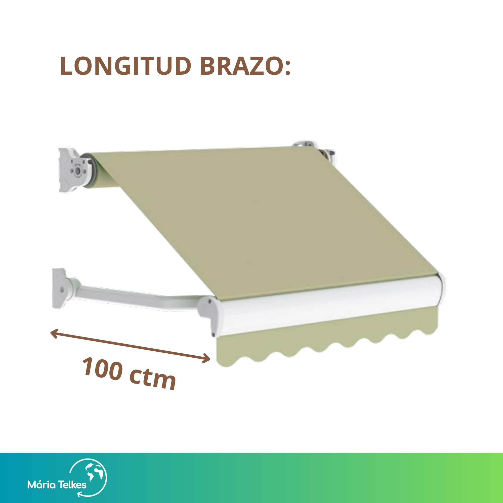 Juego Brazos de Toldo Blanco Punto Recto 100 centímetros | Brazos para Pared Ventana Balcón Exterior | Recambio Resistente | Toldo Aluminio Lacado Alta Durabilidad (100 Cm, Blanco)