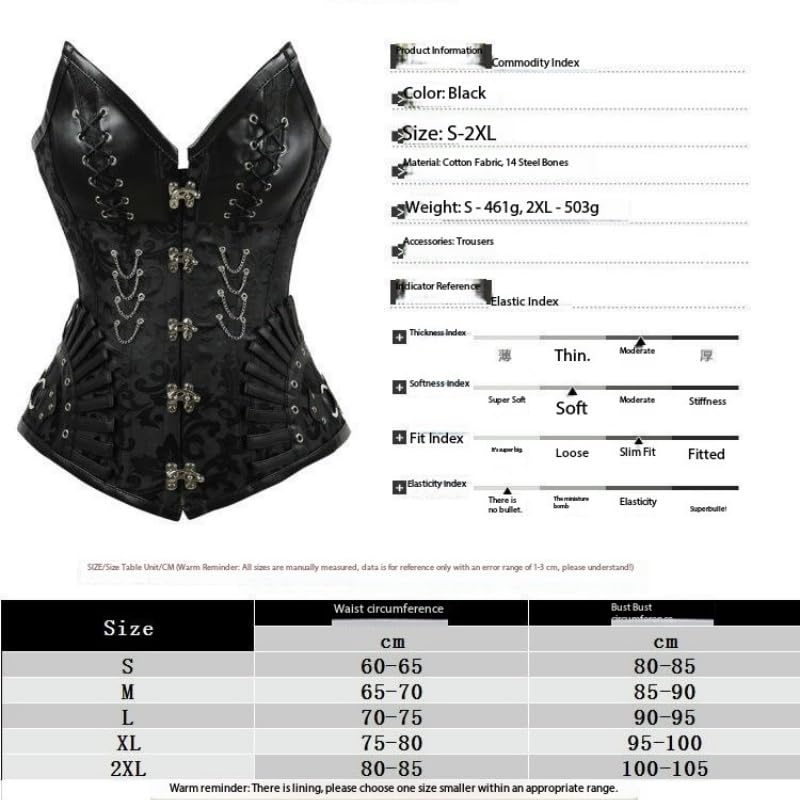 Corsetto Corsetto in Osso d'Acciaio Gotico Palazzo retrò Moda Donna